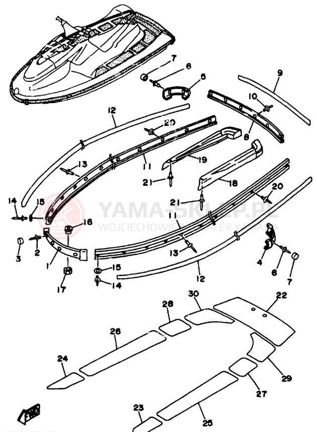 Schemat "GUNWALE - MAT" do Yamaha WAVE BLASTER II WB760V