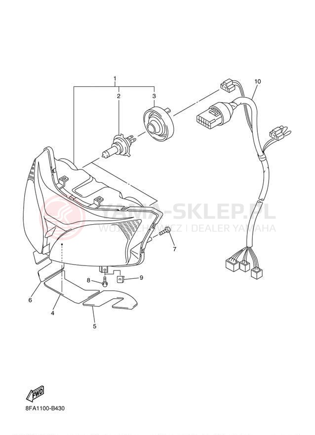 Schemat "Lampa przód" do Yamaha RX-1 LE RX10SH/RX10MSH