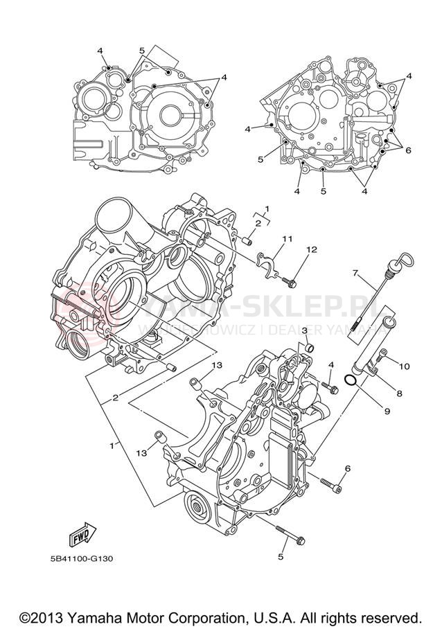 Schemat "Obudowa silnika" do Yamaha RHINO 700 FI HUNTER YXR70FHX