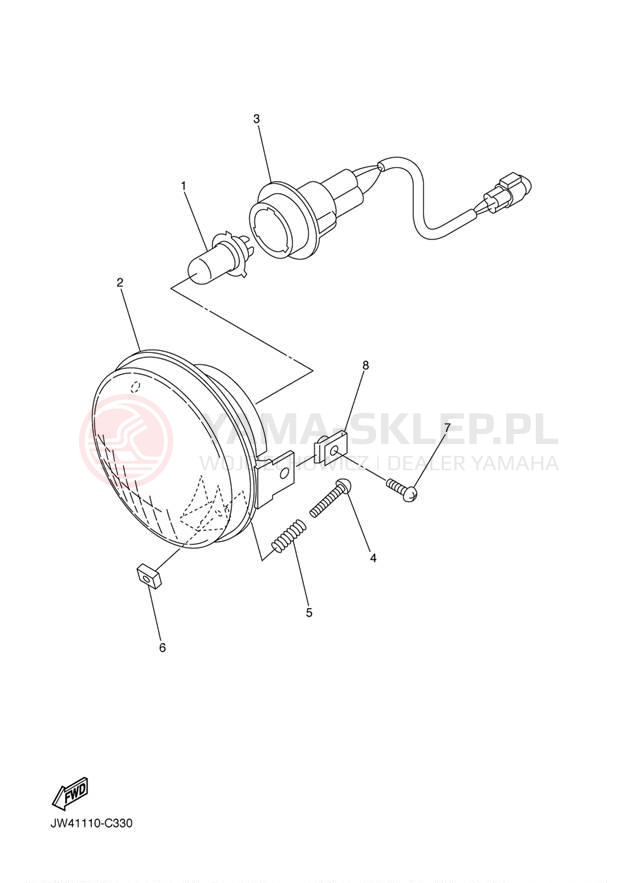 Schemat "Lampa przód" do Yamaha PRO HAULER 700 YXP700AS