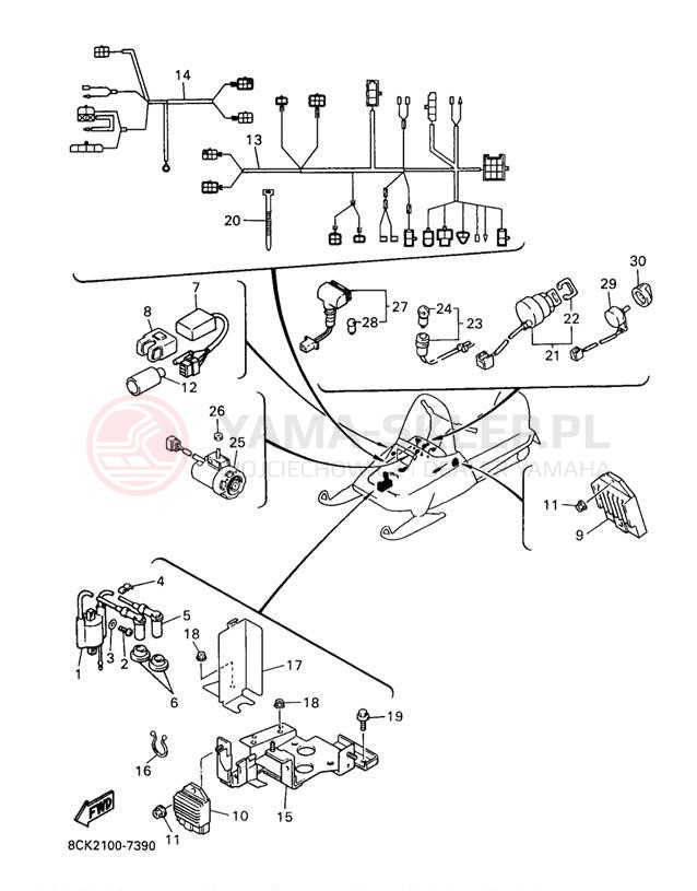 Schemat "układ elektryczny" do Yamaha VENTURE TR VT480TRA