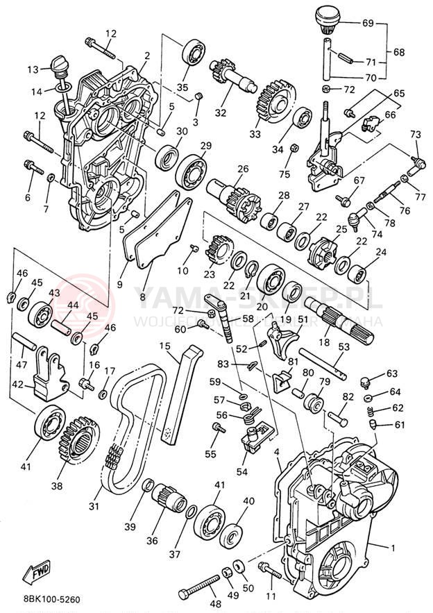 Schemat "Układ napędowy" do Yamaha VENTURE TR VT480TRW