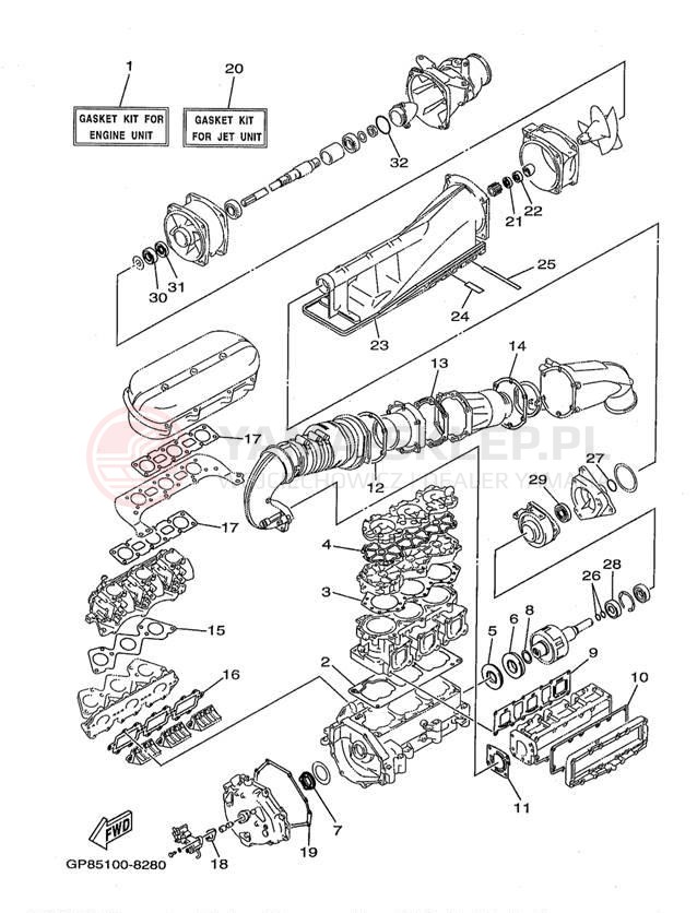 Schemat "Zestaw naprawczy" do Yamaha WAVE RUNNER GP1200 GP1200W