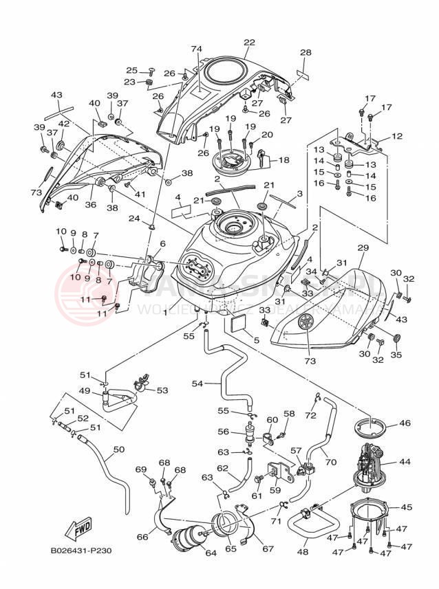 Schemat "zbiornik paliwa" do Yamaha YZFR3 YZFR3FL/YZFR3FR/YZFR3FB