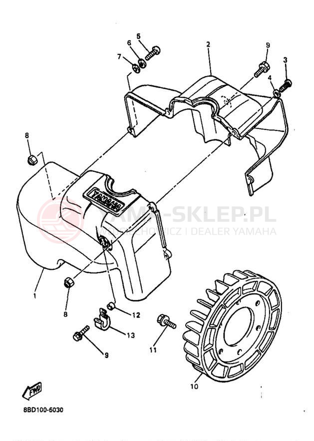 Schemat "Obudowa wentylatora" do Yamaha BRAVO LT BR250TB