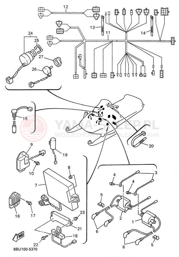 Schemat "układ elektryczny" do Yamaha VMAX-4 800 VX800W