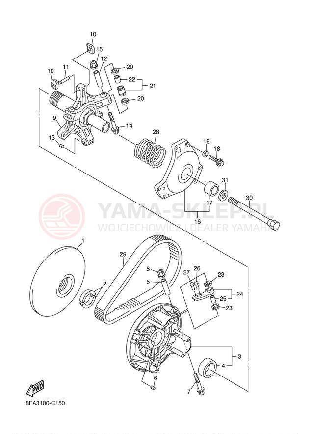 Schemat "PRIMARY SHEAVE" do Yamaha RX WARRIOR RXW10J/RXW10SJ
