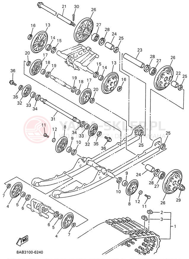 Schemat "Zawieszenie gąsiennicy" do Yamaha VMAX 500 VX500W