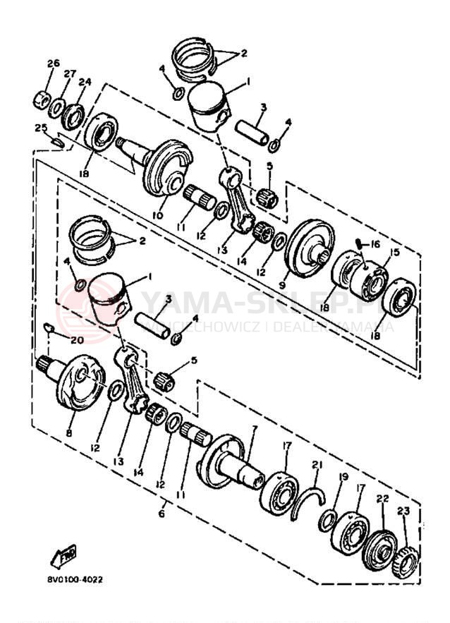 Schemat "Wał korbowy, tłok" do Yamaha PHAZER PZ480N
