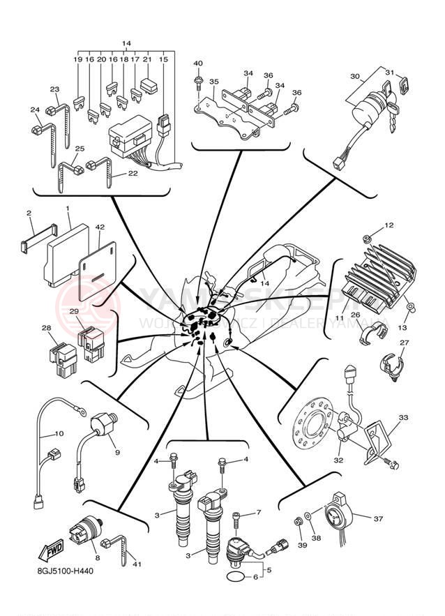 Schemat "układ elektryczny" do Yamaha VENTURE LITE PZ50VTYR/PZ50VTYS