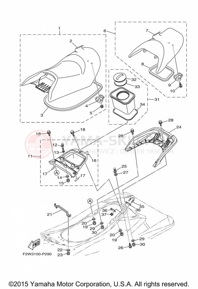 Schemat "Siedzenie i schowek" do Yamaha VXS VX1800-P