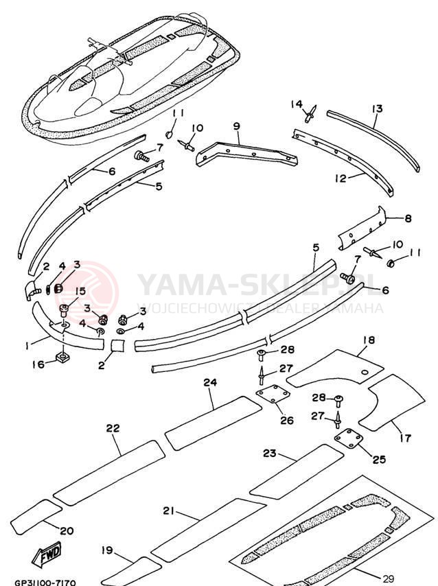 Schemat "GUNWALE - MAT" do Yamaha WAVE VENTURE 760 WVT760V