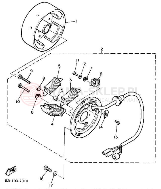 Schemat "prądnica" do Yamaha ET340TL