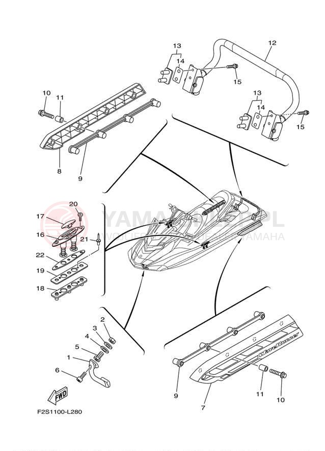 Schemat "HULL & DECK" do Yamaha FX CRUISER HO FB1800AL
