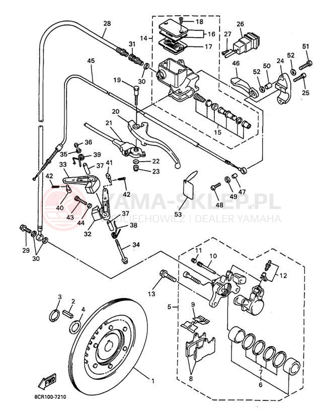 Schemat "hamulec" do Yamaha VMAX 600 XT VX600XTA/VX500XTA