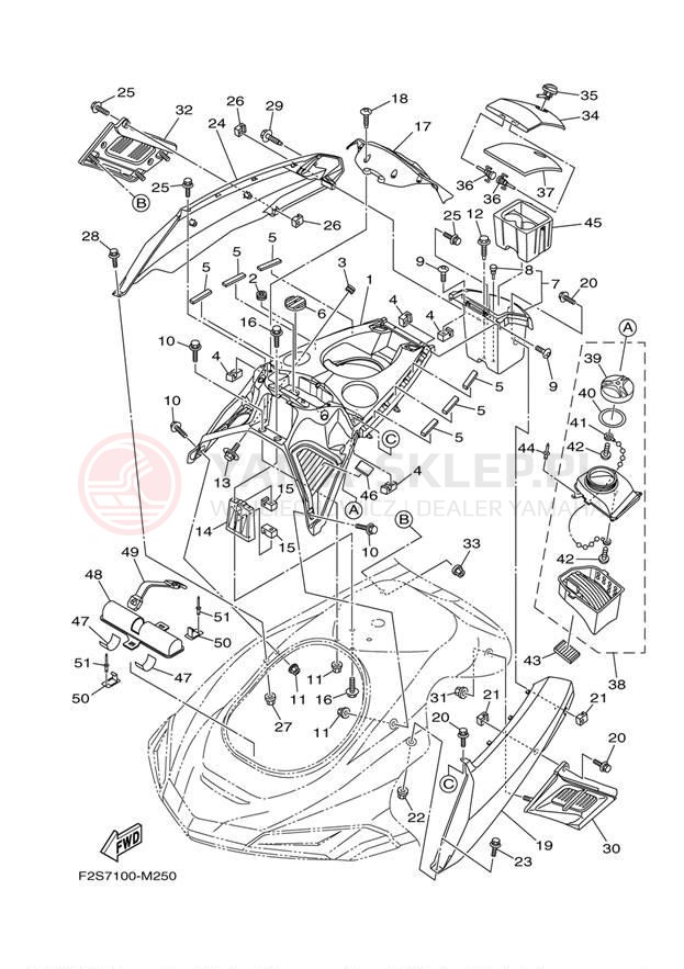Schemat "ENGINE HATCH" do Yamaha WAVE RUNNER FX SHO FA1800N