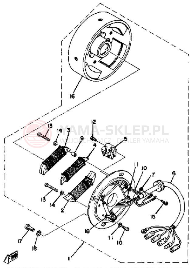 Schemat "Moduł zapłonowy - cewka" do Yamaha EX440D