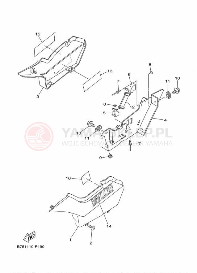 Schemat "Pokrywa boczna" do Yamaha TW200 TW200F1/TW200F1C