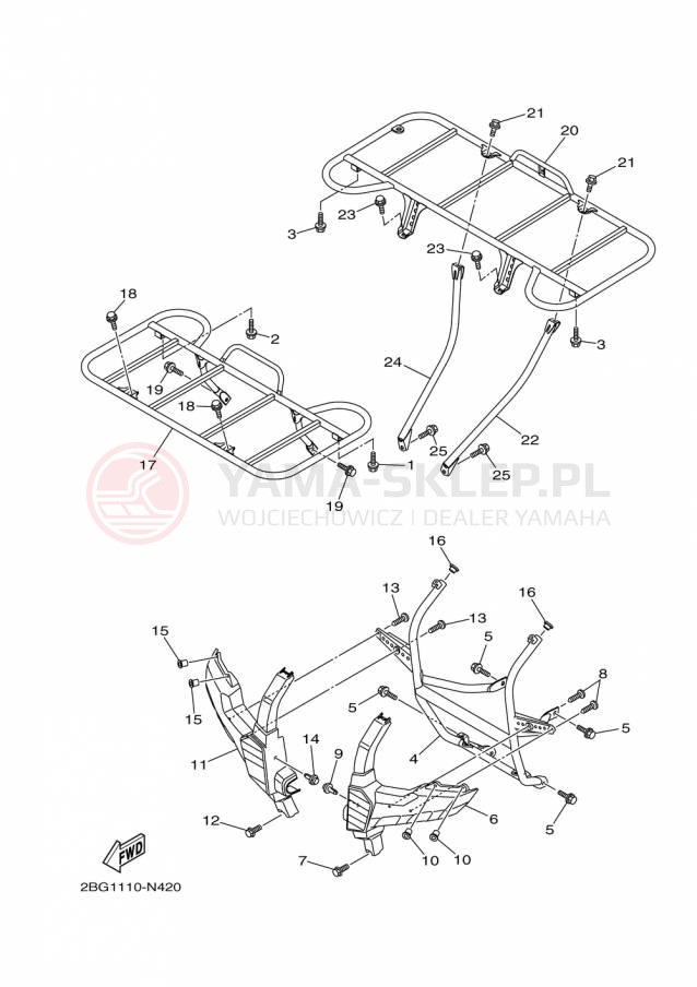 Schemat "osłona / stelaż" do Yamaha GRIZZLY 4WD HUNTER YFM700DHFH