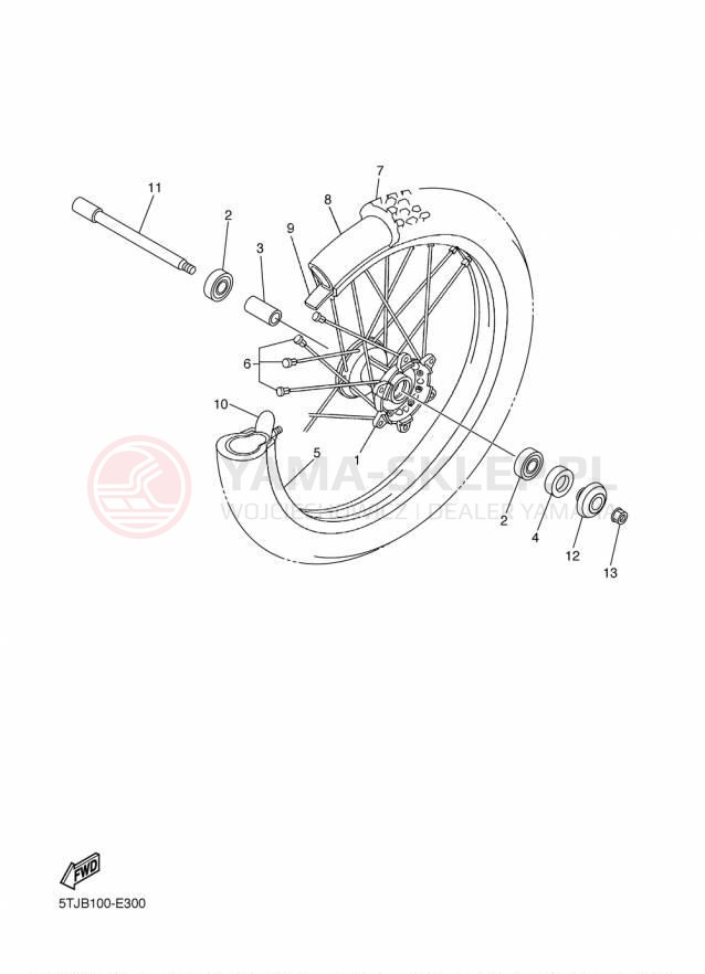 Schemat "Koło przód" do Yamaha WR450F WR450FF