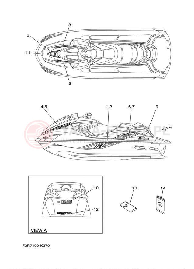 Schemat "naklejki" do Yamaha WAVERUNNER FZR GX1800K