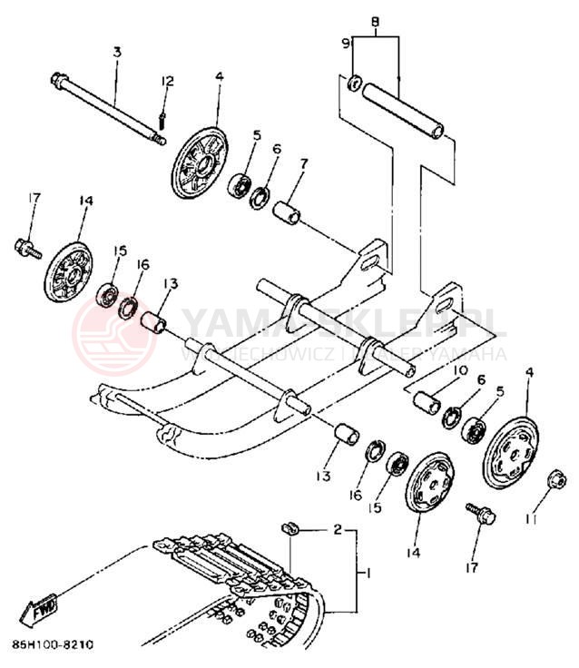 Schemat "Zawieszenie gąsiennicy" do Yamaha SNOSCOOT SV80M