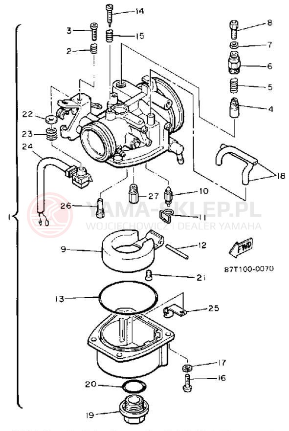 Schemat "Gaźnik" do Yamaha BRAVO LT (LONG TRACK) BR250TR