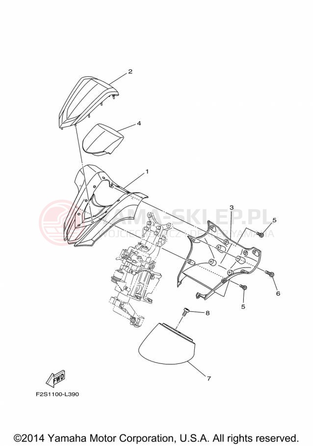 Schemat "Kierownica i osprzęt" do Yamaha FX SVHO FC1800P