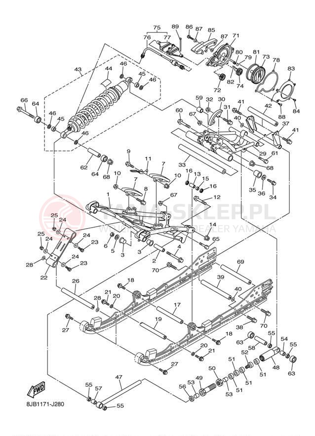 Schemat "Zawieszenie gąsiennicy" do Yamaha RS VECTOR LTX GT RS90LTGTAS