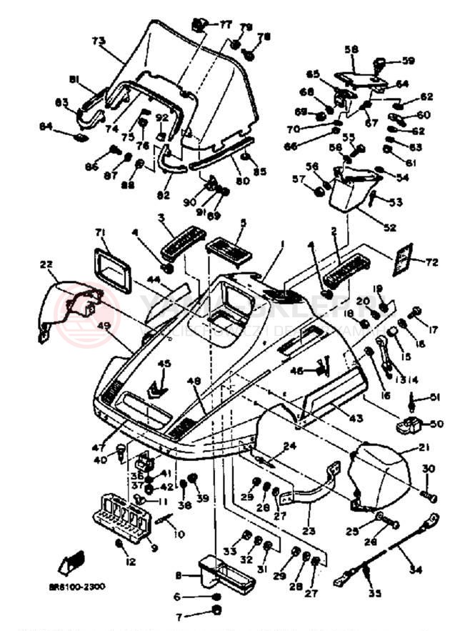 Schemat "SHROUD - WINDSHIELD" do Yamaha SR540F