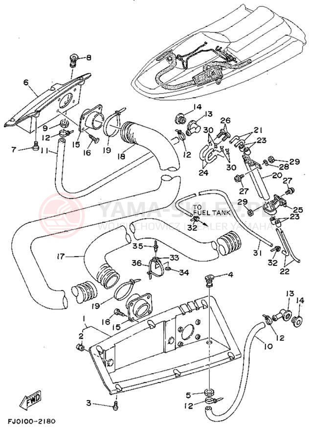 Schemat "odpowietrzenie" do Yamaha WAVE RUNNER III WRA650Q