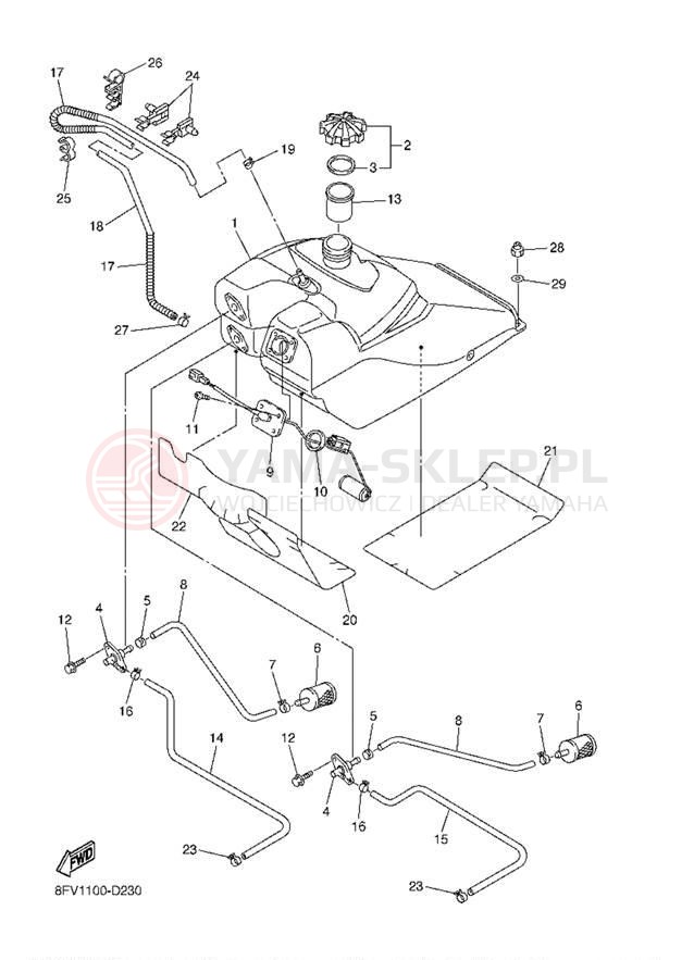 Schemat "zbiornik paliwa" do Yamaha RS Vector RS90K