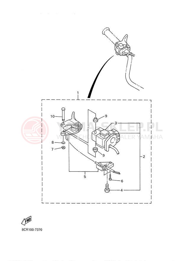 Schemat "Kierownica i osprzęt" do Yamaha VMAX 500 VX500D
