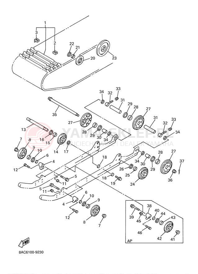 Schemat "Zawieszenie gąsiennicy" do Yamaha VK540 III VK540EF