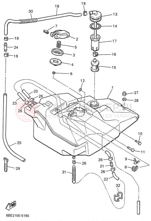 Schemat "zbiornik paliwa" do Yamaha OVATION LE CS340EW