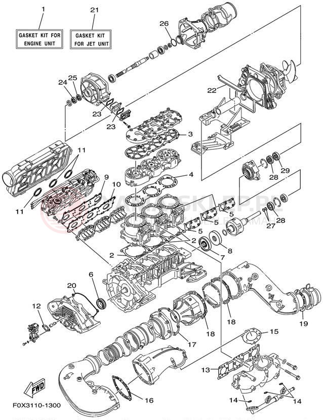 Schemat "Zestaw naprawczy" do Yamaha GP1200R GP1200AZ
