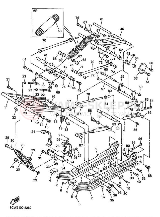 Schemat "Zawieszenie gąsiennicy" do Yamaha VENTURE 500 VT500B/VT600B