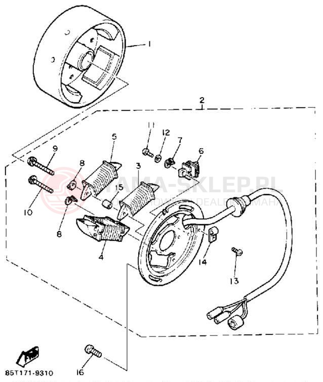 Schemat "prądnica" do Yamaha ENTICER LTR ET400TRP