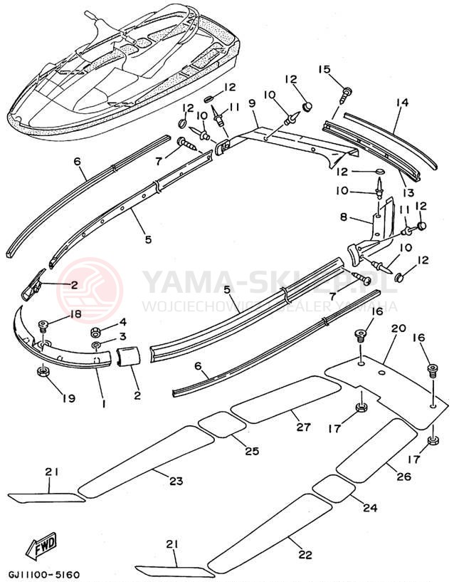 Schemat "GUNWALE - MAT" do Yamaha RA700AT