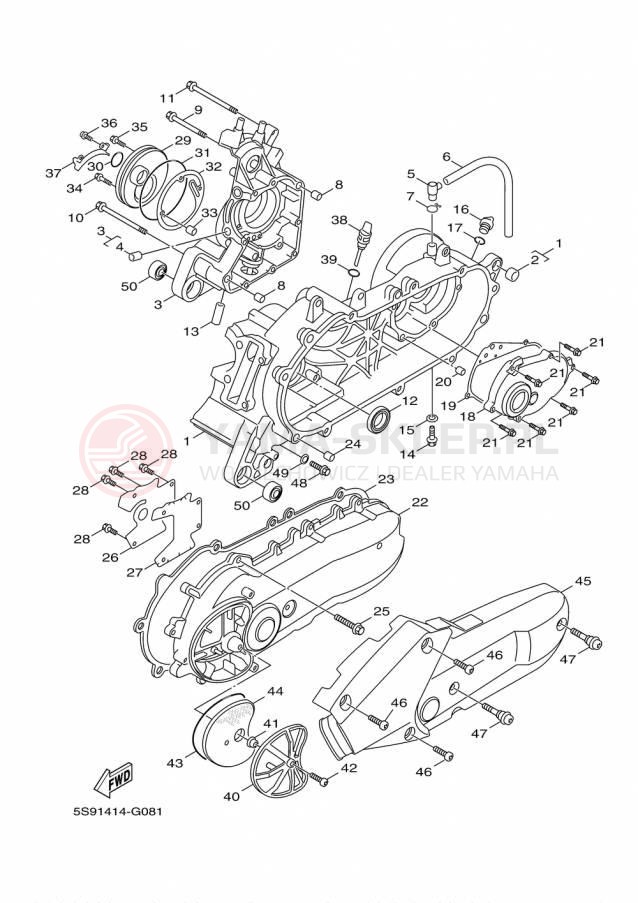 Schemat "Obudowa silnika" do Yamaha ZUMA 125 YW125FGY/YW125FS