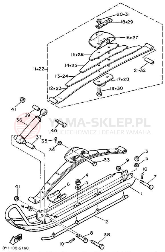 Schemat "płozy" do Yamaha BRAVO T (LONG TRACK) BR250TL