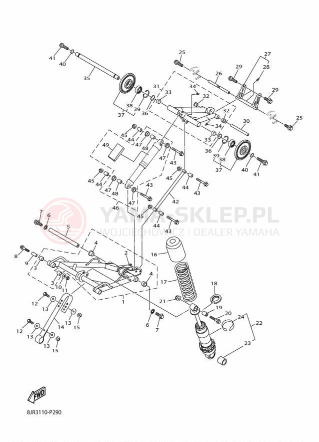 Schemat "Zawieszenie gąsiennicy" do Yamaha SRVIPER X TX LE SR10XLFO