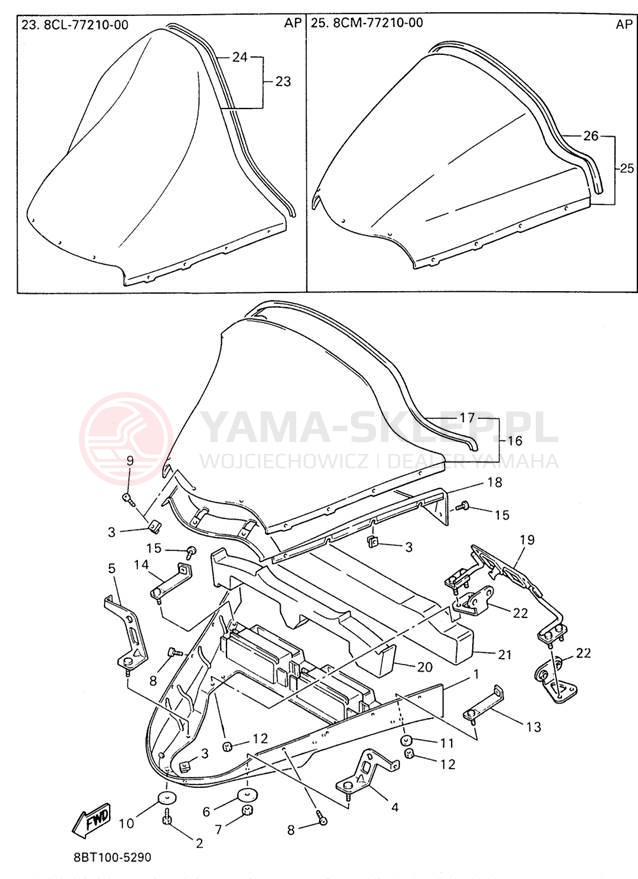 Schemat "Szyba" do Yamaha VMAX-4 MOUNTAIN MAX VX800STW
