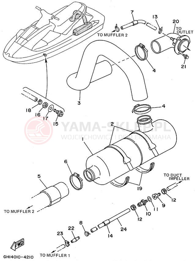 Schemat "Wydech końcowy" do Yamaha WAVE RAIDER RA700T