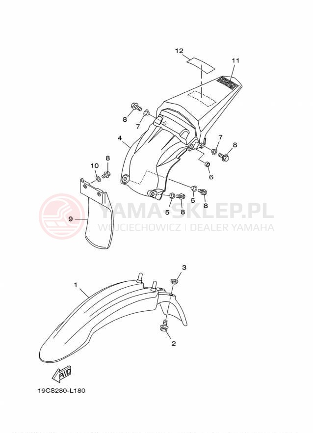 Schemat "błotnik" do Yamaha TTR125LE TTR125LEF