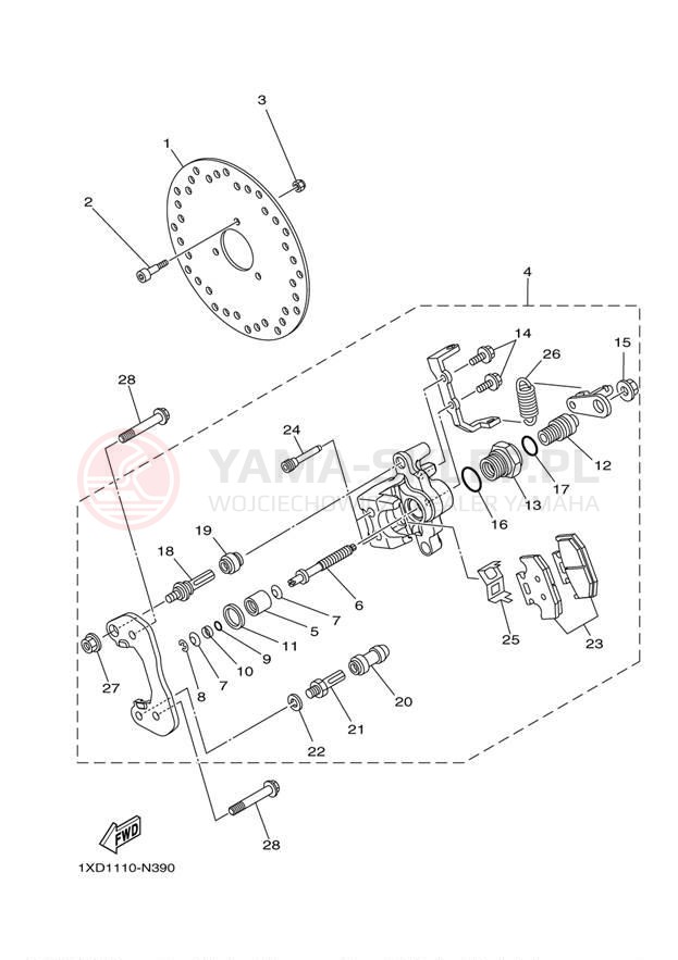 Schemat "REAR BRAKE CALIPER" do Yamaha VIKING 700 YXM700DEG/YXM700DER