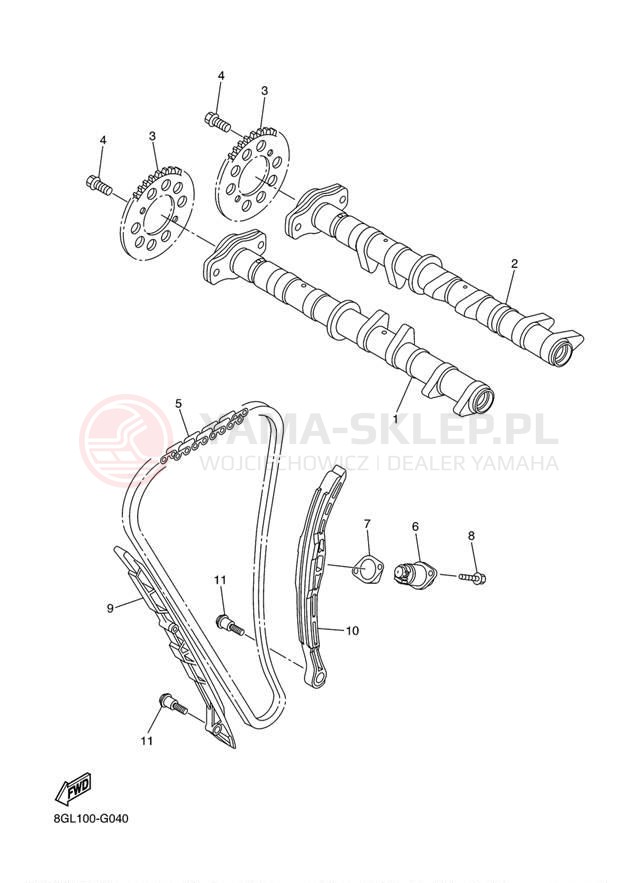 Schemat "Rozrząd - łańcuszek" do Yamaha RS VECTOR GT RS90GTAS