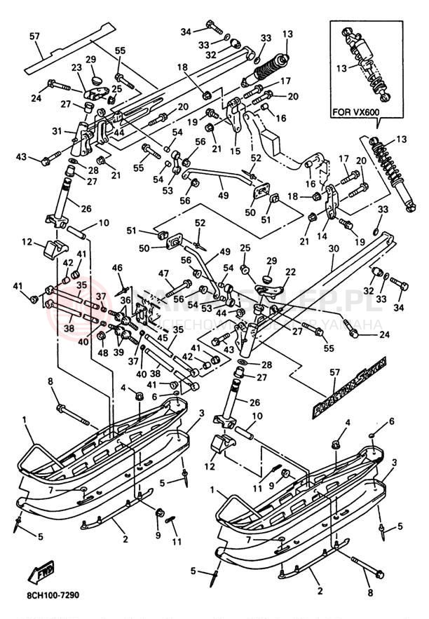 Schemat "płozy" do Yamaha VMAX 600 SX VX600SXA/VX700SXA