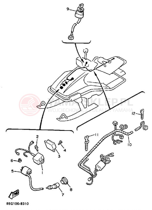 Schemat "układ elektryczny" do Yamaha SNOSCOOT SV80N