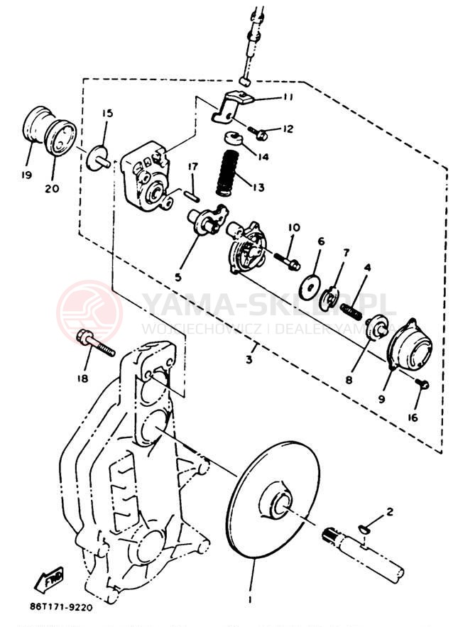 Schemat "hamulec" do Yamaha EXCITER II EX570T